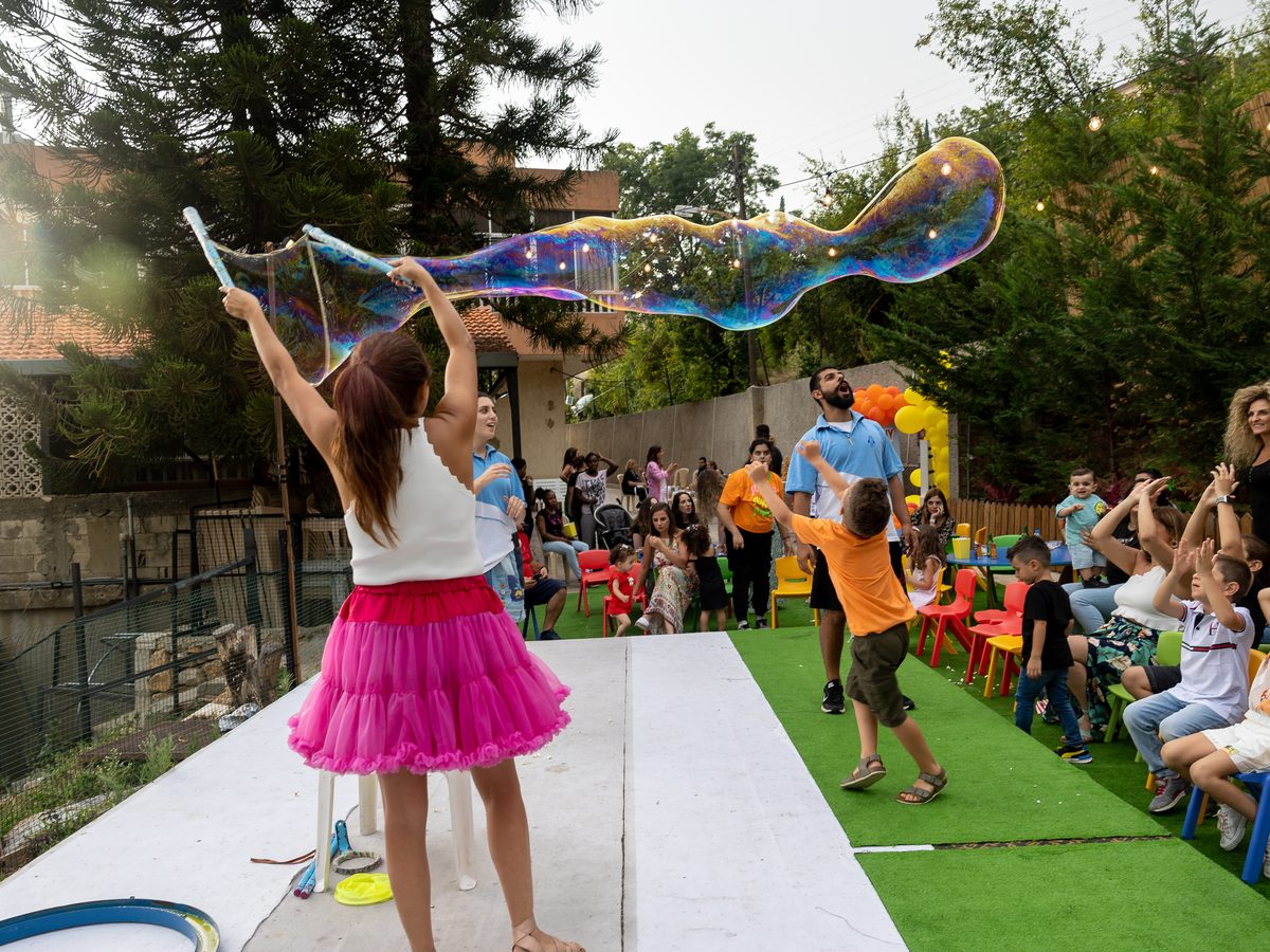 Bubble Show at a La Folie kids birthday party in Dubai