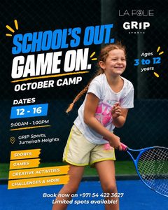 La Folie x Grip Sports October camp flyer